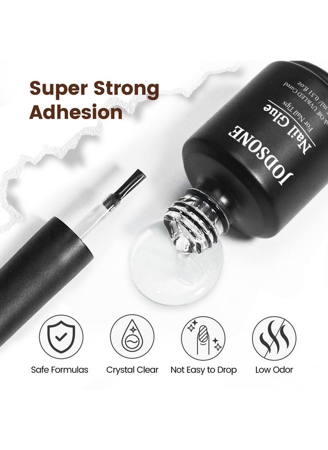 JODSONE - JODSONE 15ml Nail Glue Gel 5 in 1 for Nail Tips Long Lasting Extension Glue for Clear Nail Tips and Clear Press on Nails, Nail Repair Treatment, Salon Art DIY at Home Need U V Light Cured - Image 1