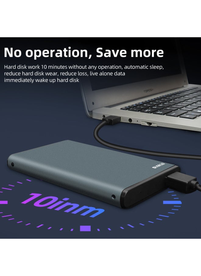 Generic - 2.5 Inch Notebook Mobile Hard Disk Box USB3.0 SATA Serial External Hard Disk Box Aluminum Alloy Efficient Heat Dissipation-Color:Sandblasting Black - Image 1
