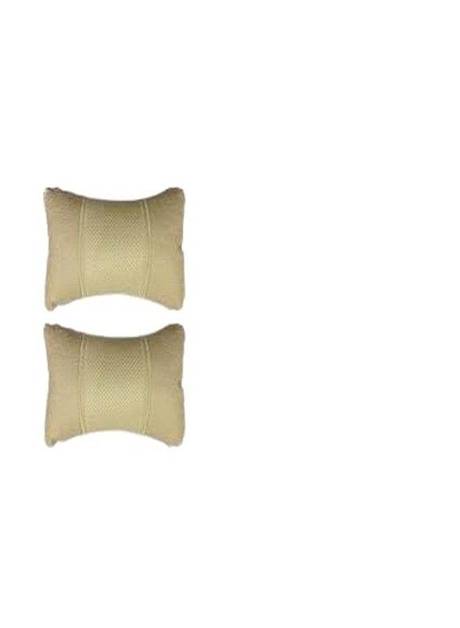 Fabbay Neck Support Faux Leather Neck Rest and Headrest Pillows Cushion Set 100% Pure Memory Foam with Breathable Removable Cover, Comfortable - Image 1
