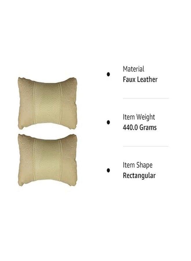 Fabbay Neck Support Faux Leather Neck Rest and Headrest Pillows Cushion Set 100% Pure Memory Foam with Breathable Removable Cover, Comfortable - Image 2