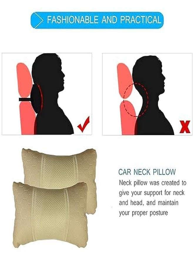 Fabbay Neck Support Faux Leather Neck Rest and Headrest Pillows Cushion Set 100% Pure Memory Foam with Breathable Removable Cover, Comfortable - Image 3