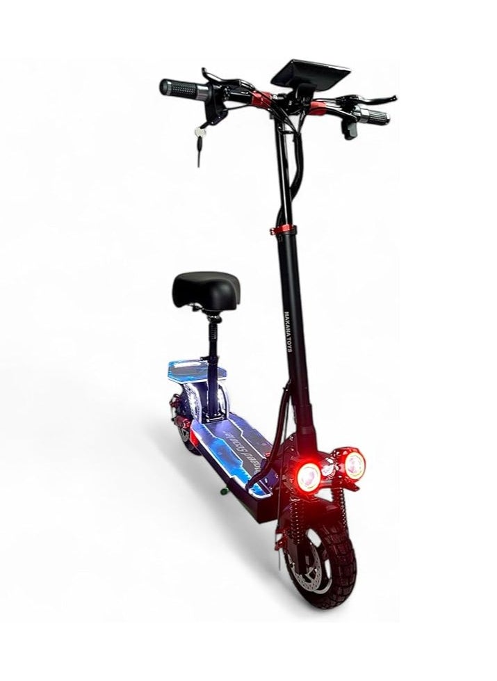Electric Kick Scooter V28 Pro, Max Speed 70 KM/H Range 35 KM 48V 15Ah Battery 1200W, Electric Foldable Scooter With Seat and 10 Inch Size Tires, Monster Scooter With Double Suspensions