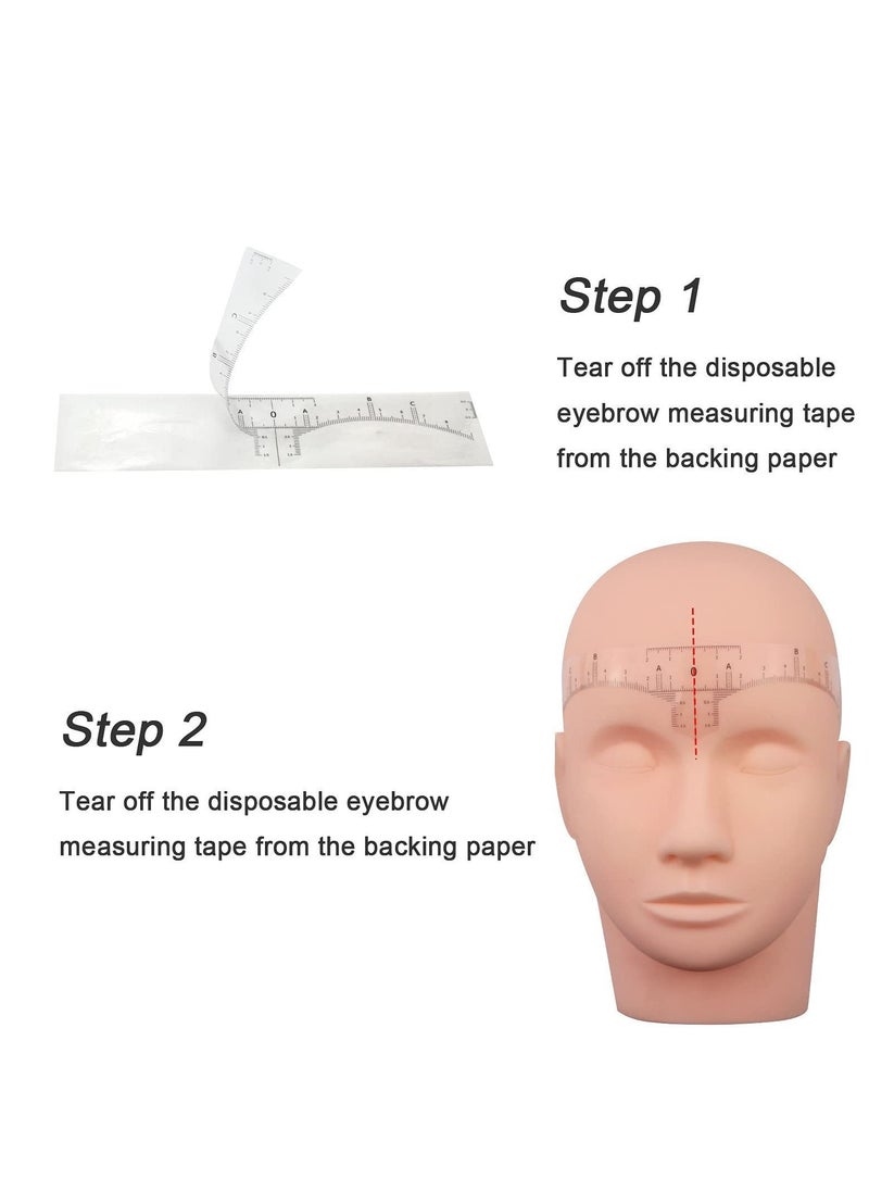 NIBEMINENT - Pack Eyebrow Ruler Sticker for Microblading, Disposable Adhesive Measurement Stencil Tattooing, Measuring Scale Tape Auxiliary Makeup Tool Guide, (50pcs - Image 1