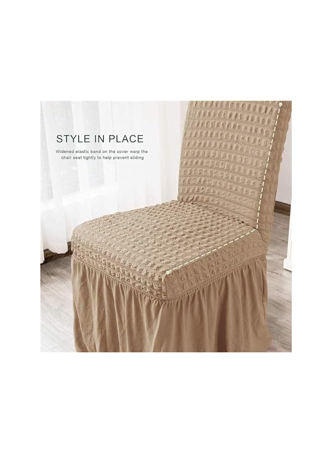 The Bros 1 PCS Chair Cover Nice Gift Stretch Universal Dining Room Chair Cover with Skirt Washable Long Skirt Chair Slipcovers Soft Jacquard Seat Slipcover for Wedding Pets Banquet Party | Random Color | - Image 5
