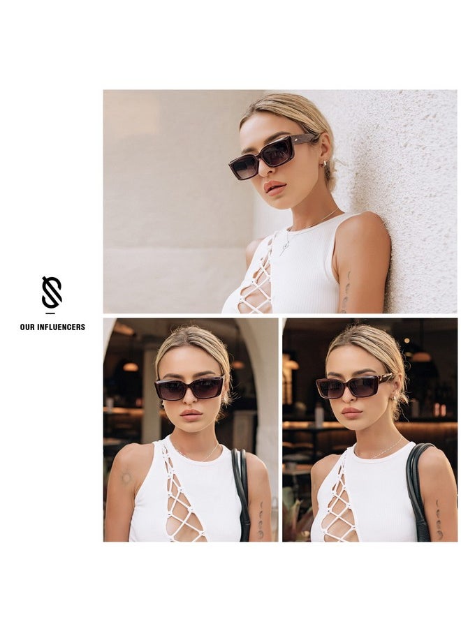 Sojos Trendy Rectangular Sunglasses Womens Face 90'S Retro Shades Sunnies Gafas De Sole Chunky Angular Cornor Frame Sj2238 Demi  - Image 2
