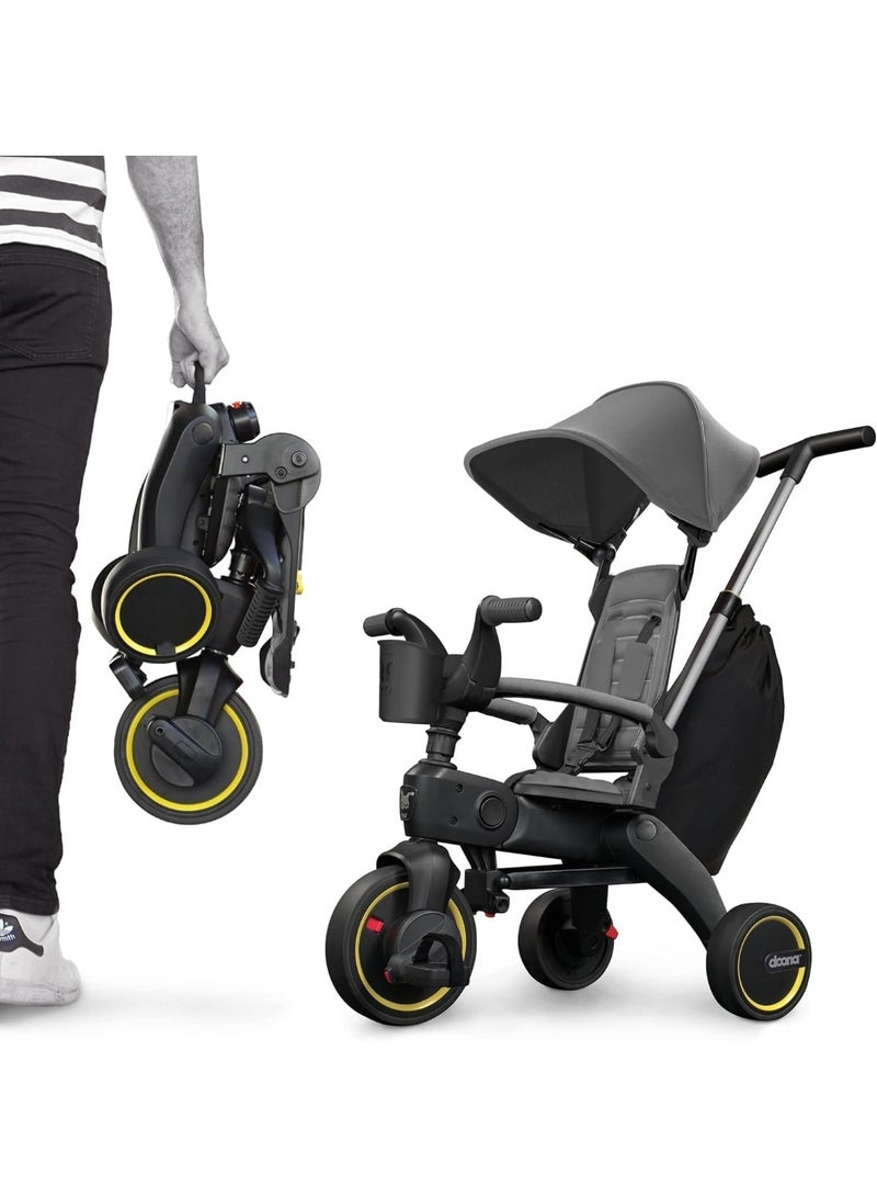 PureTuti Toddler Tricycle, Toddler Bike, 5-in-1 Compact Foldable Tricycle， Trike with Push Handle, Backrest and Safety Belt, Balance Bike (gray) - Image 4