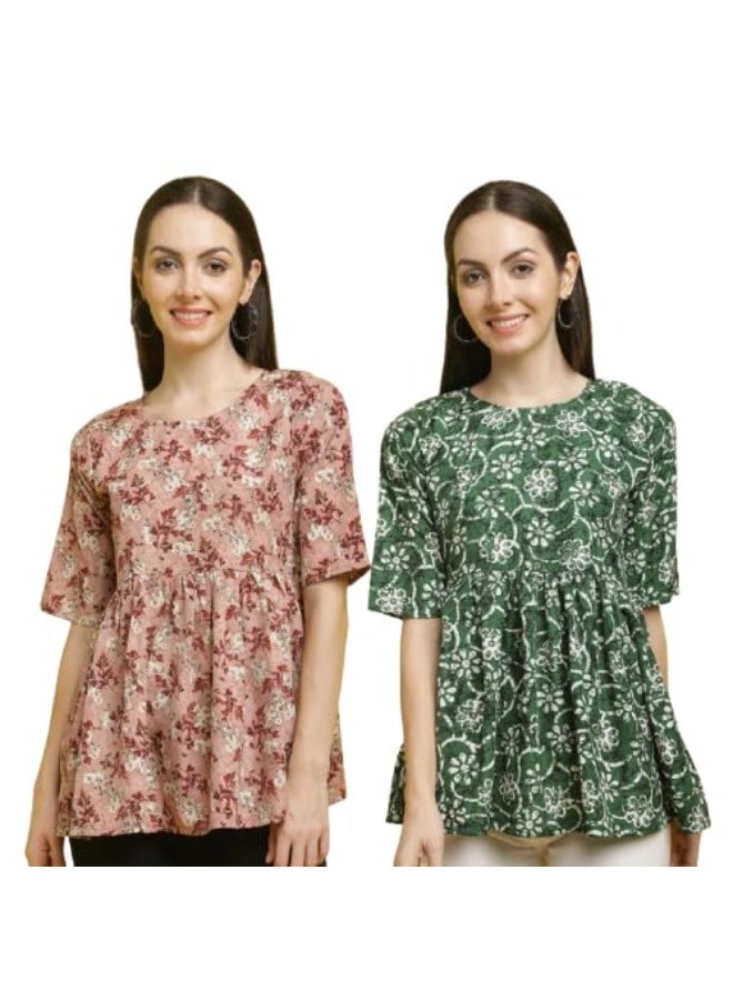 Pinkmint store Tunic Top for Women ll Combo Regular Fit ll Casual Wear (Pack of 2) 2XL - Image 1
