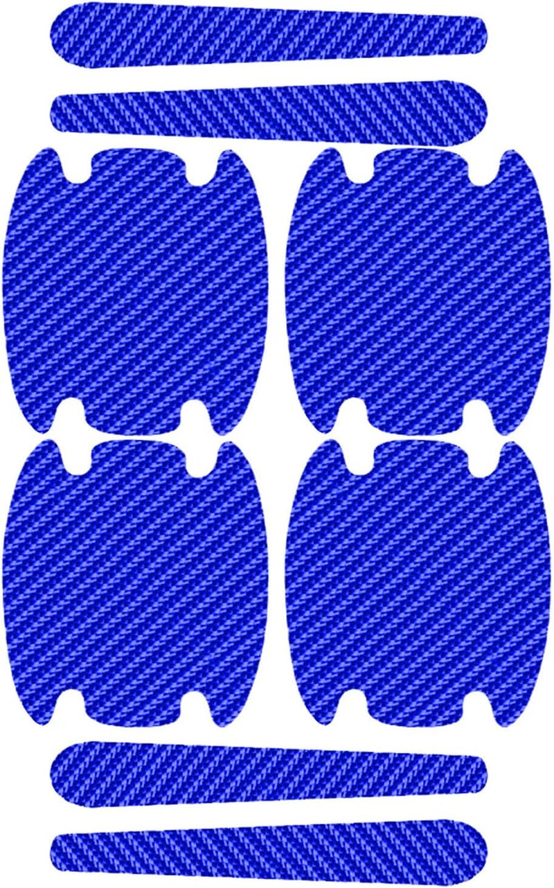 Car Door Handle Protector Carbon Fiber Scratch Resistant Film 8pcs Set Blue Auto Door Handle Cup Protective Sticker for Vehicle Exterior - Image 1
