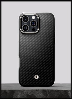 Spigen غطاء آيفون 16 برو ماكس إنزو من ألياف أراميد ماغ فيت مع ماغ سيف (2024) - أسود طبيعي  - Image 3