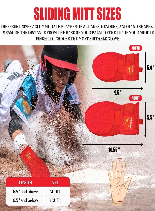 HolyElks Sliding Mitt,Baseball Softball Sliding Glove for Kid Youth Adult - Flexible,Breathable,Durable,Easy to Wear (Adult, Both (Universal), Red) - Image 4