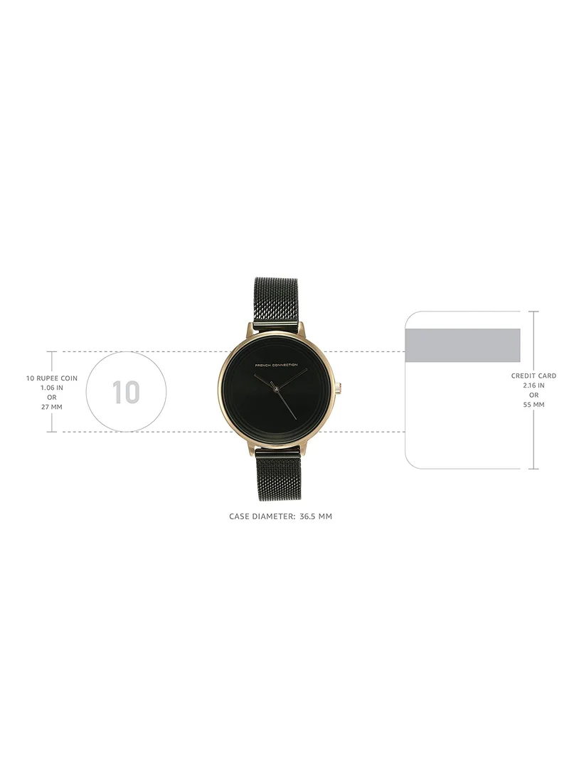 فرنش كونكشن French Connection Analog Dial Women's Watch, Black, Stainless Steel