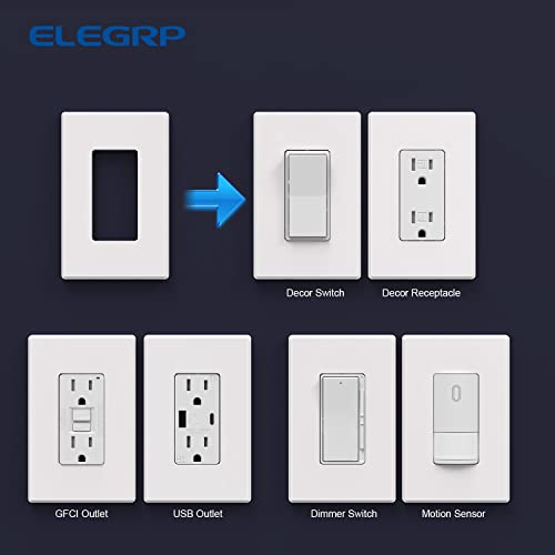 ELEGRP 1-Gang Screwless Decorative Wall Plates, Mid-Size Unbreakable Thermoplastic Faceplate Cover for Decorator Receptacle Outlet Switch, UL Listed (5 Pack, Matte White) - Image 5