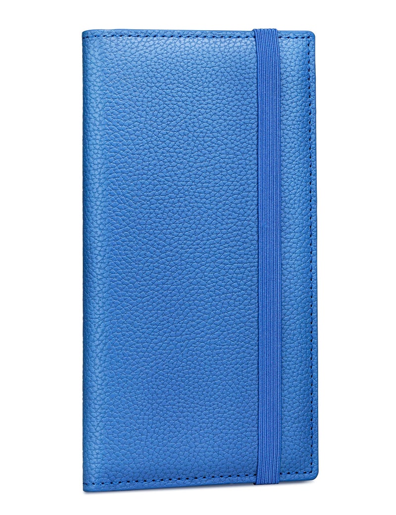 Yarnic Checkbook Cover for Personal Checkbook, Checkbook Holder with Pen Holder & Built-in Clear Plastic Divider for Duplicate Checks (Blue) - Image 1