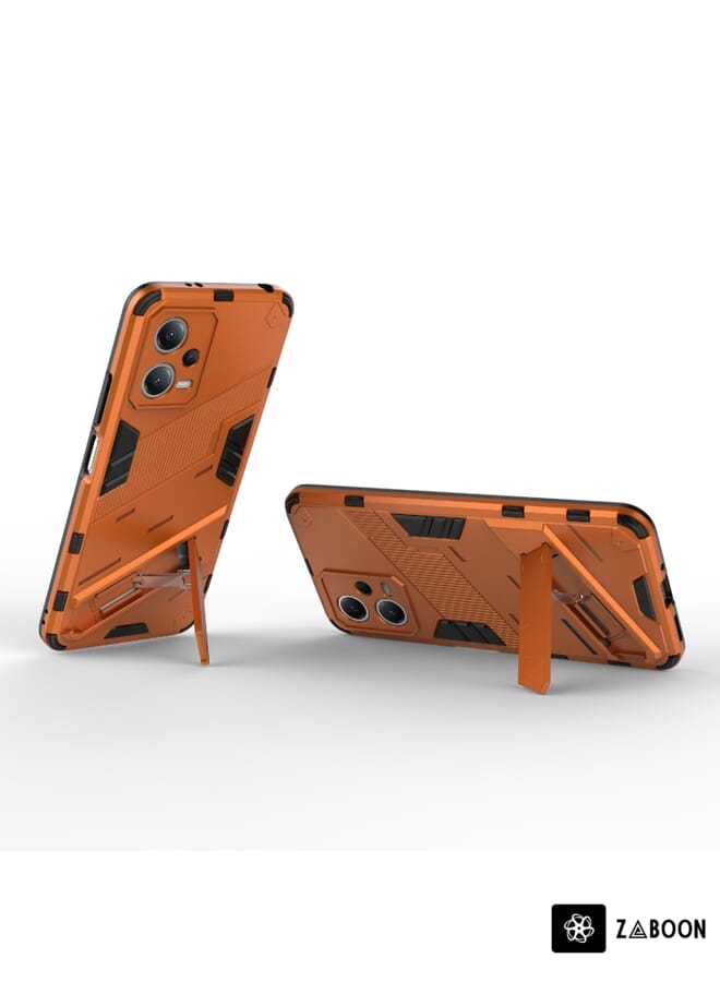 Green Tiger For Xiaomi Redmi Note 12 China / Note 12 5G India Punk Armor 2 in 1 PC + TPU Phone Case with Invisible Holder(Orange) - Image 3