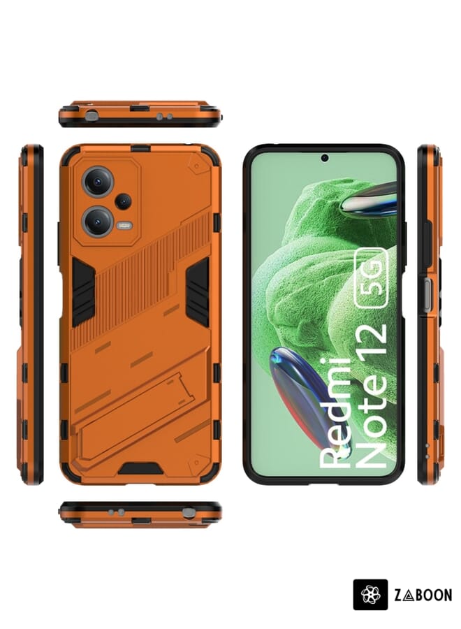Green Tiger For Xiaomi Redmi Note 12 China / Note 12 5G India Punk Armor 2 in 1 PC + TPU Phone Case with Invisible Holder(Orange) - Image 2