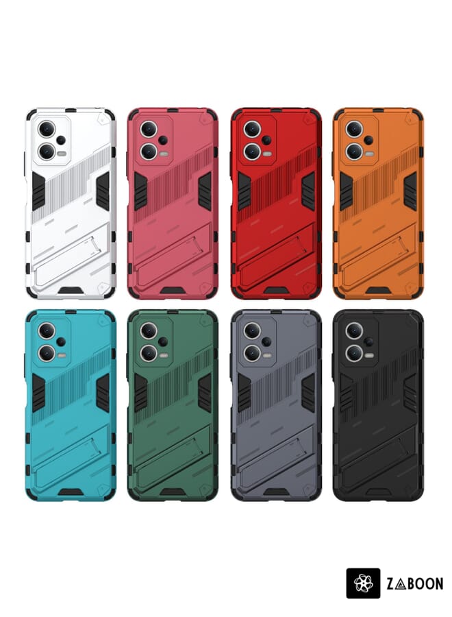 Green Tiger For Xiaomi Redmi Note 12 China / Note 12 5G India Punk Armor 2 in 1 PC + TPU Phone Case with Invisible Holder(Orange) - Image 5