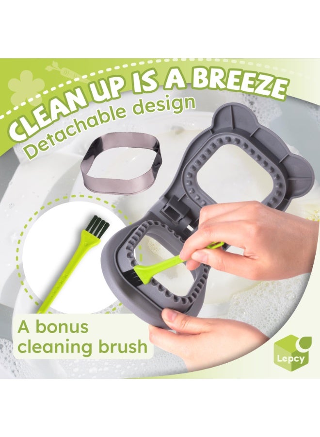 هومستر مجموعة قطع الساندويتش مع فرشاة التنظيف -مربع DIY صانعة الساندويتش لصناعة الخبز، ساندويتش ماكينة سد الساندويتش آلة قطع الساندويتش، حلقة من الفولاذ المضمن لحواف نظيفة، نحاس محمص بلا مجهود، الأضلاع المقواة وتصميم متين، أداة المطبخ الأساسية، رمادي، (12.5*15.5*4.3 سم) - Image 4