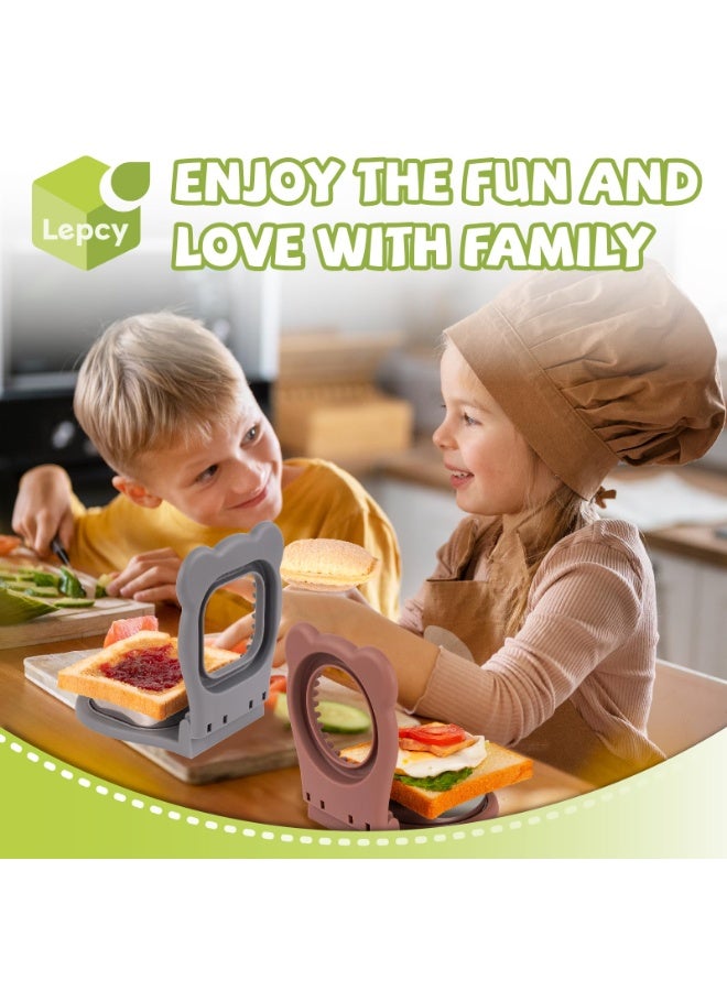 هومستر مجموعة قطع الساندويتش مع فرشاة التنظيف -مربع DIY صانعة الساندويتش لصناعة الخبز، ساندويتش ماكينة سد الساندويتش آلة قطع الساندويتش، حلقة من الفولاذ المضمن لحواف نظيفة، نحاس محمص بلا مجهود، الأضلاع المقواة وتصميم متين، أداة المطبخ الأساسية، رمادي، (12.5*15.5*4.3 سم) - Image 2