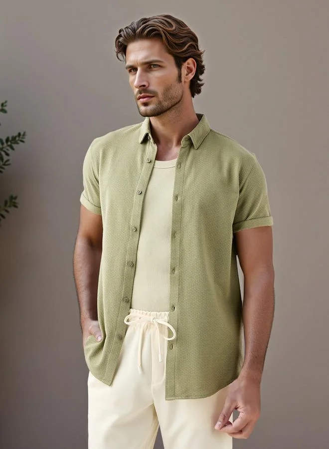 Iconic Iconic Textured Slim Fit Shirt