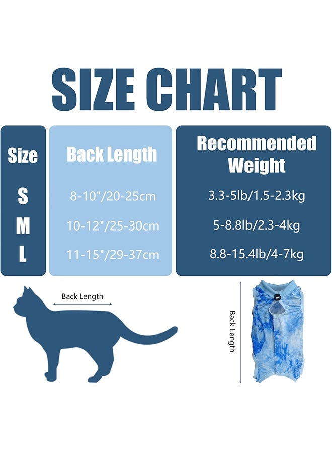 Cat Surgery Recovery Suit Kitten Onesie for Cats After Surgery Female Breathable Kitty Spay Suit for Abdominal Wound Skin Diseases E-Collar Alternative Wear(Tie-dye Blue,L) - Image 5