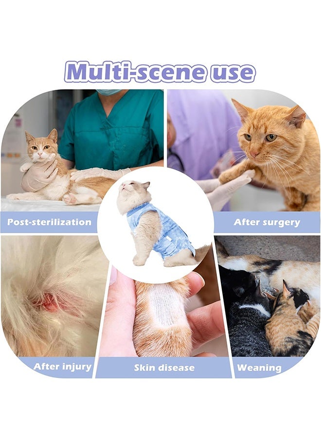 Cat Surgery Recovery Suit Kitten Onesie for Cats After Surgery Female Breathable Kitty Spay Suit for Abdominal Wound Skin Diseases E-Collar Alternative Wear(Tie-dye Blue,L) - Image 3