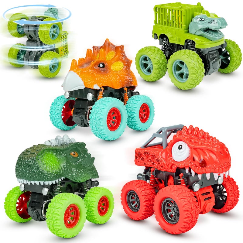 Beestech Dinosaur Toys for 2 3 4 5 Year Old Boys Push Pull Friction Powered Dinosaur Monster Truck Vehicles for Toddlers Preschoolers Birthday Gifts - Image 2