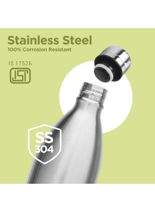 Milton 1.5 Litre Stainless Steel Water Bottle with Bag, Vacuum Insulated Flask Keep Drinks Hot or Cold for 24 hours, Leak Proof, Metal Bottle for Sports, Gym, Travelling, Duo Dlx 1500, Silver - view 3