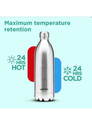 Milton 1.5 Litre Stainless Steel Water Bottle with Bag, Vacuum Insulated Flask Keep Drinks Hot or Cold for 24 hours, Leak Proof, Metal Bottle for Sports, Gym, Travelling, Duo Dlx 1500, Silver - view 4