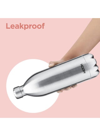 Milton 1.5 Litre Stainless Steel Water Bottle with Bag, Vacuum Insulated Flask Keep Drinks Hot or Cold for 24 hours, Leak Proof, Metal Bottle for Sports, Gym, Travelling, Duo Dlx 1500, Silver - view 5