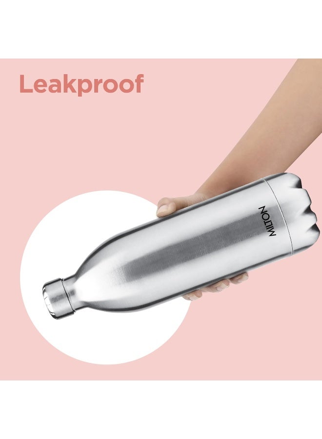 Milton زجاجة ماء ثيرموستيل ديو DLX 1500 بسعة 1.5 لتر مع حقيبة، 1 قطعة، فضي | مقاومة للتسرب | زجاجة مكتبية | صالة رياضية | منزل | مطبخ | تسلق | رحلات | زجاجة سفر - Image 5