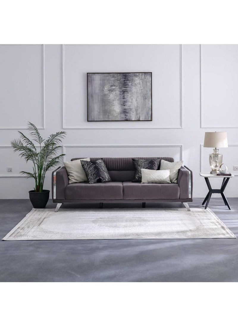 DANUBE HOME Luxura Artsilk Modernclassic Rug  Acrylic Area Rug Floor Covering L340xW240cm-Grey Beige  - Image 5