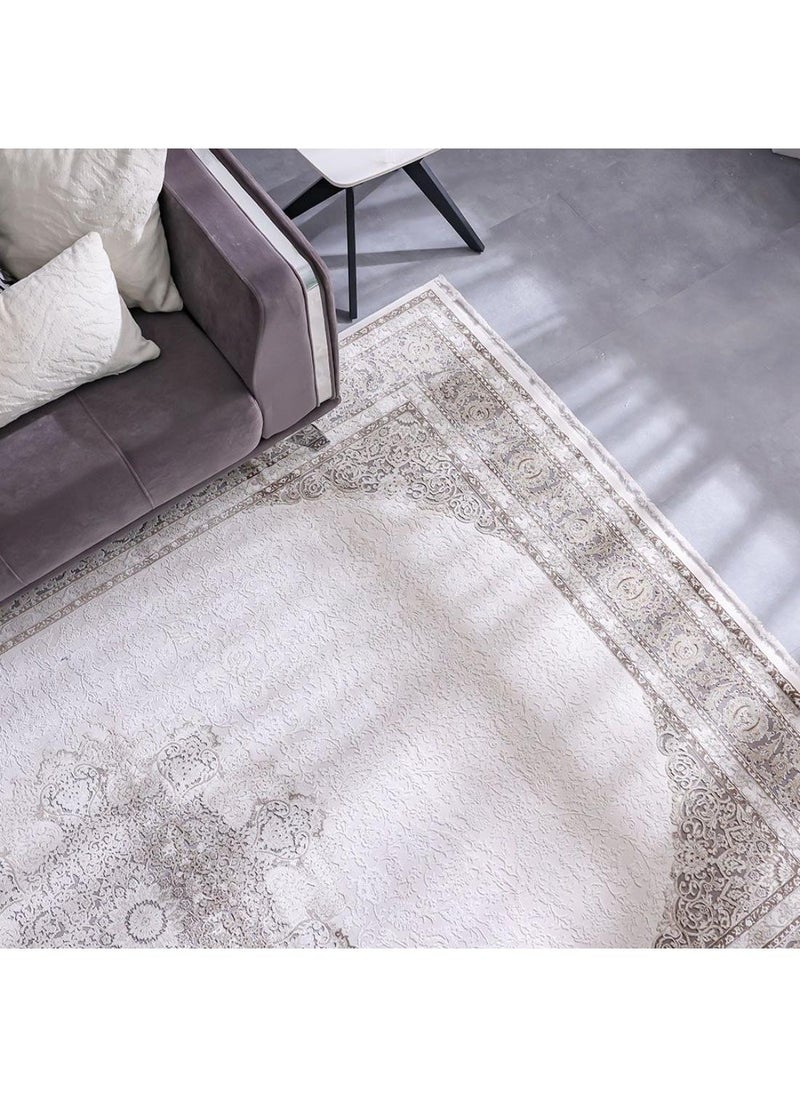 DANUBE HOME Luxura Artsilk Modernclassic Rug  Acrylic Area Rug Floor Covering L340xW240cm-Grey Beige  - Image 1
