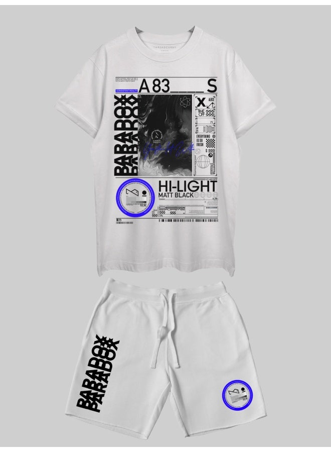 THREADCURRY THREADCURRY Paradox Printed Co-ord Set for Men - Half Sleeve Oversized T-Shirt and Shorts  - Image 1