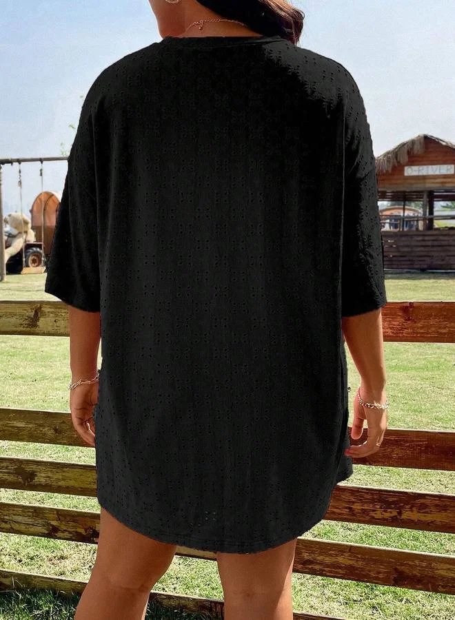 Take Two Plus Size Eyelet Oversized T-Shirt