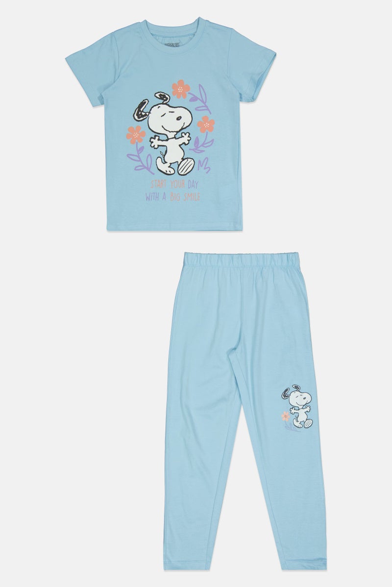 Peanuts Toddlers Girl 2 Pieces Graphic Print Pajama Set, Multicolor - Image 1