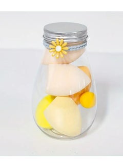 6Pcs Soft Teardrop Blender Sponge Set with Jar Flawless Bottle Design for Perfect Makeup Application Yellow