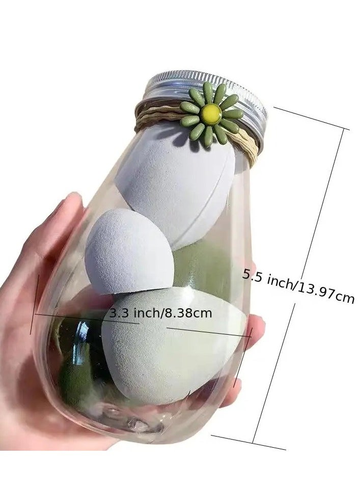 ORiTi - 6Pcs Soft Teardrop Blender Sponge Set with Jar Flawless Bottle Design for Perfect Makeup Application Yellow - Image 1