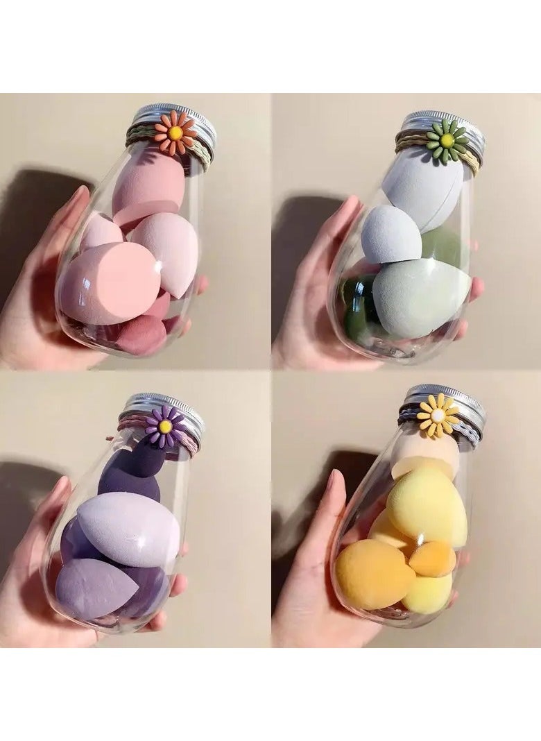 ORiTi - 6Pcs Soft Teardrop Blender Sponge Set with Jar Flawless Bottle Design for Perfect Makeup Application Yellow - Image 1