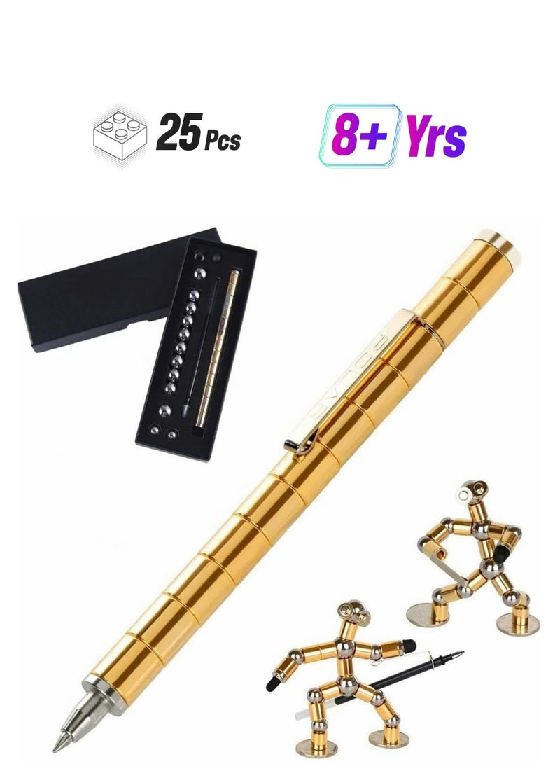 Excefore Magnetic Toy Pen, Magnetic Fidget Pen Decompression Magnetic Metal Pen Multifunction Writing Magnet Ballpoint Pen Eliminate Pressure Fidget Gadgets Pen Gift for Kids or Friends (Gold)  - Image 1