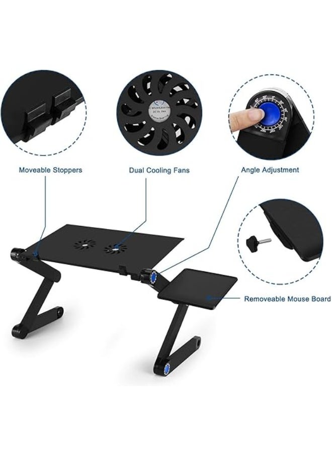 Generic Multi-Functional Aluminum Laptop Stand with 2 USB Cooling Fans – Ergonomic Desk Design, Black  - Image 2