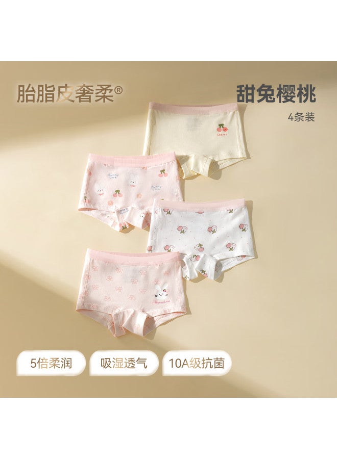 Betis Vernix Caseosa Kids Breathable Cotton Girls' Boxer Briefs Hypoallergenic Antibacterial 4-pack