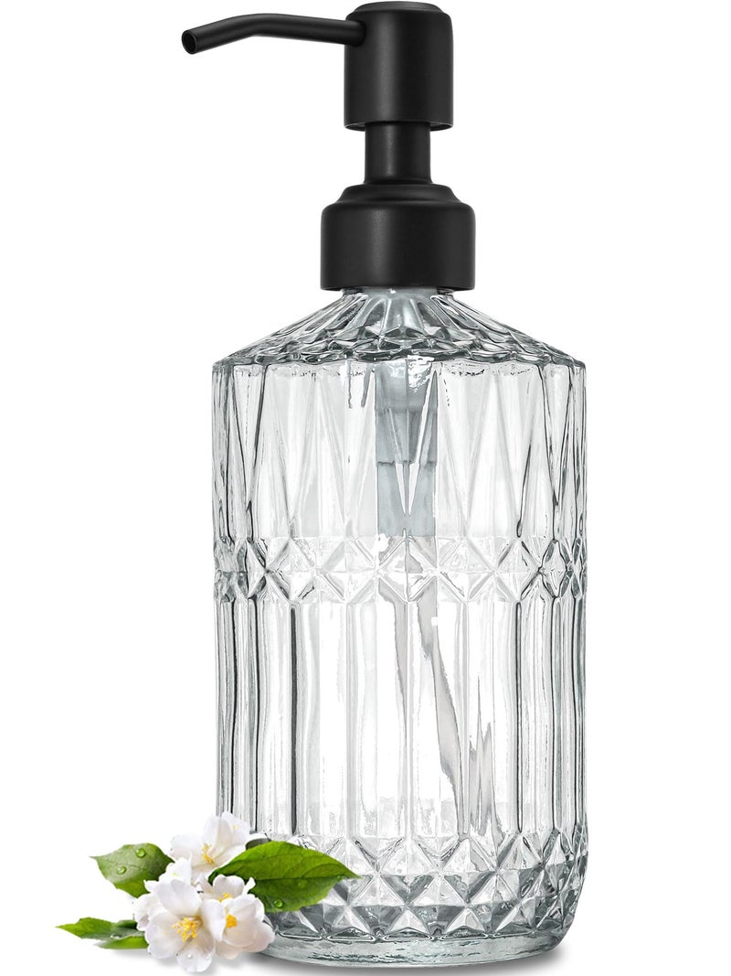 JASAI 18Oz Glass Soap Dispenser with Black Rust Proof Pump, Refillable Kitchen Soap Dispenser Thick Glass, Soap Dispenser Bathroom for Hand soap, Dish Soap, Lotion, Body Wash.（Black） - Image 1