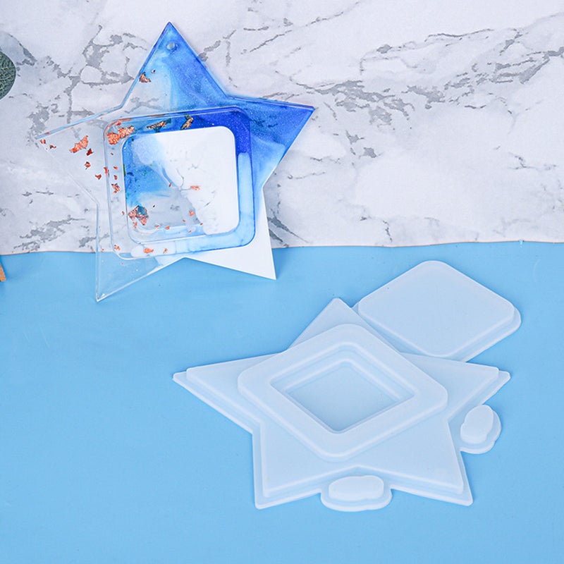 2Pcs Useful Photo Frame Epoxy Mold Star Shape Picture Frame Casting Mold - Image 3