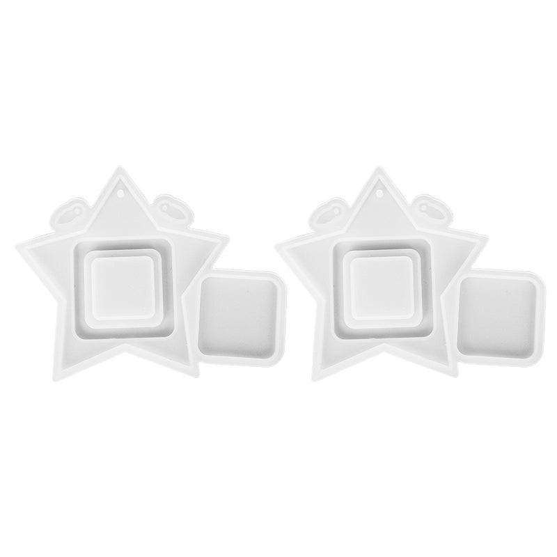 2Pcs Useful Photo Frame Epoxy Mold Star Shape Picture Frame Casting Mold - Image 1