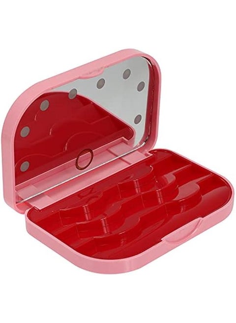 Eyelash Holder Case Empty False Eyelash Container Organizer with Makeup Mirror LED Light Lashes Storage Case for Eye Makeup Tool Pink