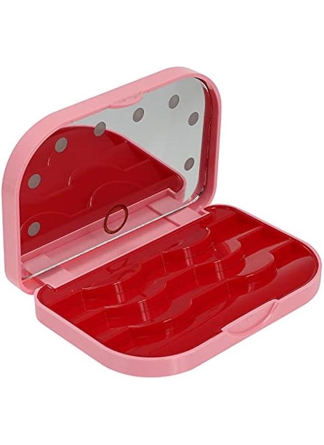 Generic - Eyelash Holder Case Empty False Eyelash Container Organizer with Makeup Mirror LED Light Lashes Storage Case for Eye Makeup Tool Pink - Image 1