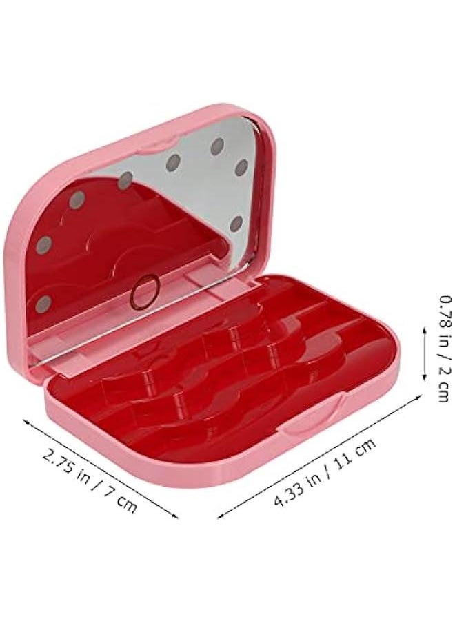 Generic - Eyelash Holder Case Empty False Eyelash Container Organizer with Makeup Mirror LED Light Lashes Storage Case for Eye Makeup Tool Pink - Image 1