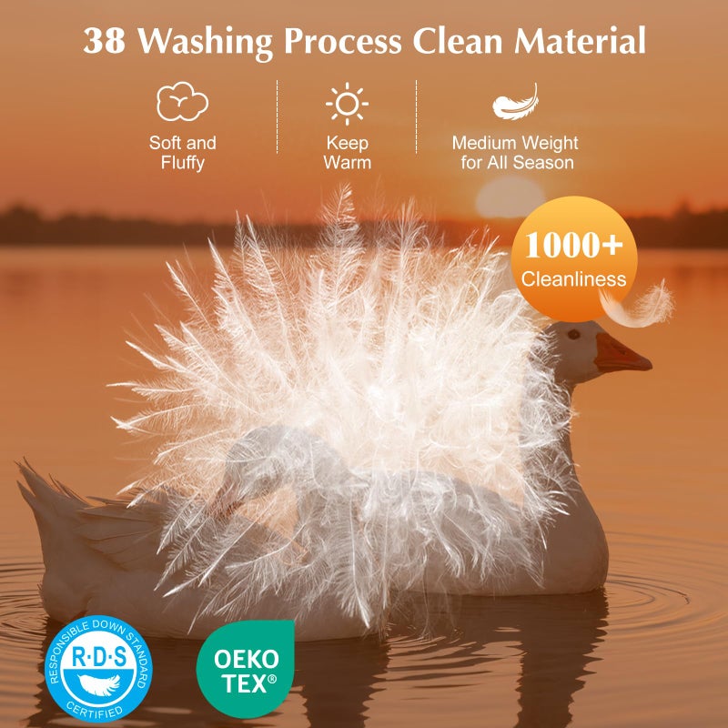LBRO2M Canadian Luxury Goose Down Comforter Queen Size, 75% Goose Down 850+ Fill Power Duvet with 1200TC 100% Cotton Shell All Season Bedding Comforter, Soft Duvet Insert (90"X90",White) - Image 3