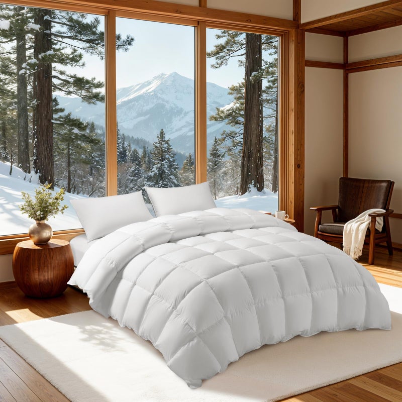 LBRO2M Canadian Luxury Goose Down Comforter Queen Size, 75% Goose Down 850+ Fill Power Duvet with 1200TC 100% Cotton Shell All Season Bedding Comforter, Soft Duvet Insert (90"X90",White) - Image 1