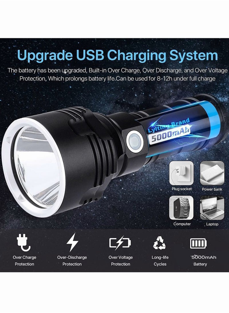 Generic - 30000-100000 lumens Rechargeable led Tactical Flashlight，Super Bright 3 Modes Handheld Flashlights ，Brightest Powerful 50W XLM-P70 LED USB Torch - Image 1